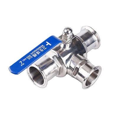 Valve à bille de tri-clampe sanitaire SS304/SS316L avec fonction 3 voies et en 1/2'' 6' Tailles
