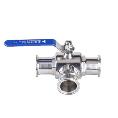 Valve à bille de tri-clampe sanitaire SS304/SS316L avec fonction 3 voies et en 1/2'' 6' Tailles