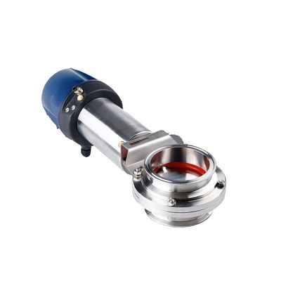 Valve pneumatique tri-clampe à papillon en acier inoxydable sanitaire avec dispositif de commande supérieur