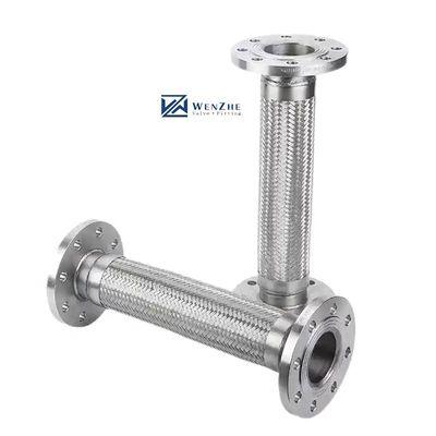 Pipe ondulée métallique flexible avec raccordement à bride en acier inoxydable argenté 304 316