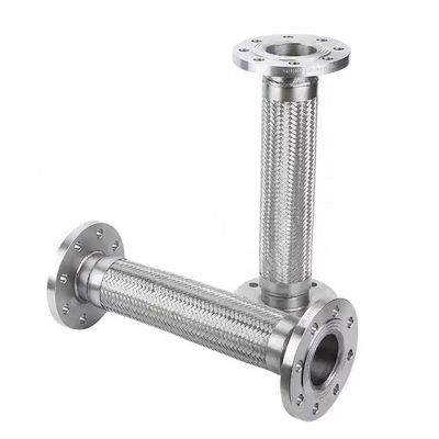 Pipe ondulée métallique flexible avec raccordement à bride en acier inoxydable argenté 304 316