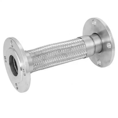 Pipe ondulée métallique flexible avec raccordement à bride en acier inoxydable argenté 304 316
