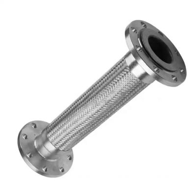 Pipe ondulée métallique flexible avec raccordement à bride en acier inoxydable argenté 304 316