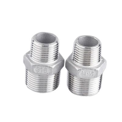 304/316L en acier inoxydable BSP/NPT fils mâle hexagonal téton pour les milieux d'eau 1/4''-4.0