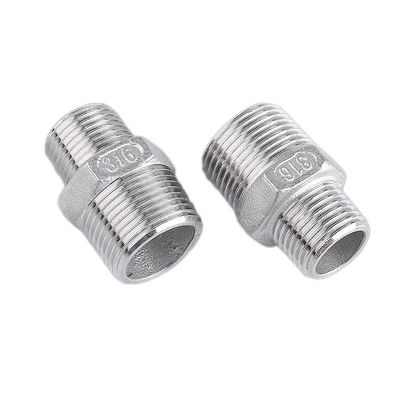 304/316L en acier inoxydable BSP/NPT fils mâle hexagonal téton pour les milieux d'eau 1/4''-4.0