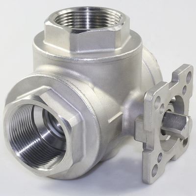 Valve d'eau à haute plateforme à trois voies industrielle avec bille flottante féminine en acier inoxydable