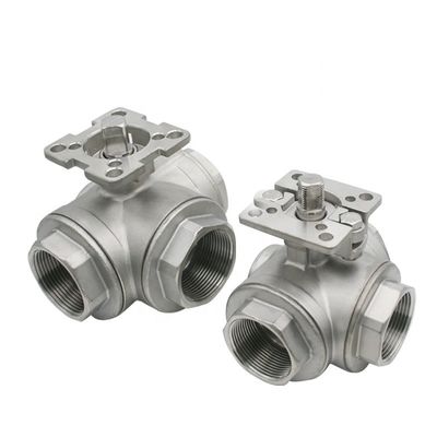 Valve d'eau à haute plateforme à trois voies industrielle avec bille flottante féminine en acier inoxydable