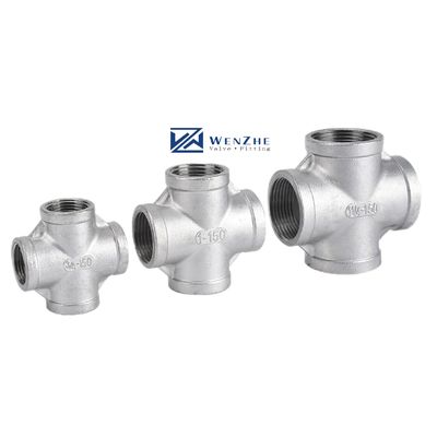 Acier inoxydable 304 201 316 Pipe Fitting Femme fil croisé 4 voies croisées NPT BSPT BSPP coulée