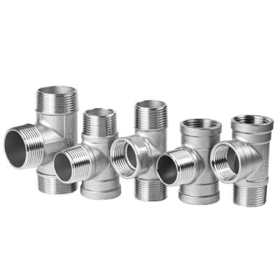 Pièces de tuyauterie en acier inoxydable hygiénique à filetage masculin à 3 voies avec coulée SS304