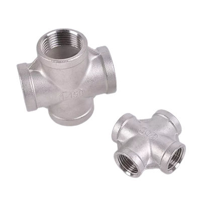Code de tête cylindrique 201 304 316 Croix à filetage à quatre voies égales mâle et femelle NPT BSP
