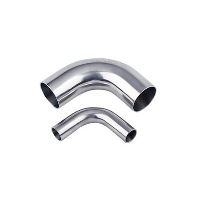 Coulée en argent en acier inoxydable miroir finition sans couture tuyau long rayon soudé 90 degrés coude