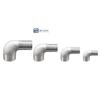 Acier inoxydable 304 316 90 degrés mâle Elbow Hose Barbe 1/4''-4.0' BSP mâle x 16 mm