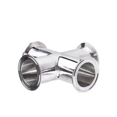 Forgeage SS304 316 en acier inoxydable sanitaire 4 voies de raccordement de tuyaux transversaux fin poli 3A DIN