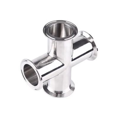 Forgeage SS304 316 en acier inoxydable sanitaire 4 voies de raccordement de tuyaux transversaux fin poli 3A DIN