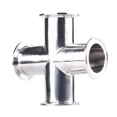 Forgeage SS304 316 en acier inoxydable sanitaire 4 voies de raccordement de tuyaux transversaux fin poli 3A DIN