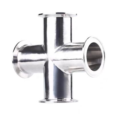 Forgeage SS304 316 en acier inoxydable sanitaire 4 voies de raccordement de tuyaux transversaux fin poli 3A DIN